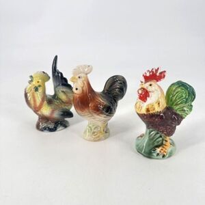 Vintage Rooster‎ & Hen Salt & Pepper Shakers plus bonus Made in Japan